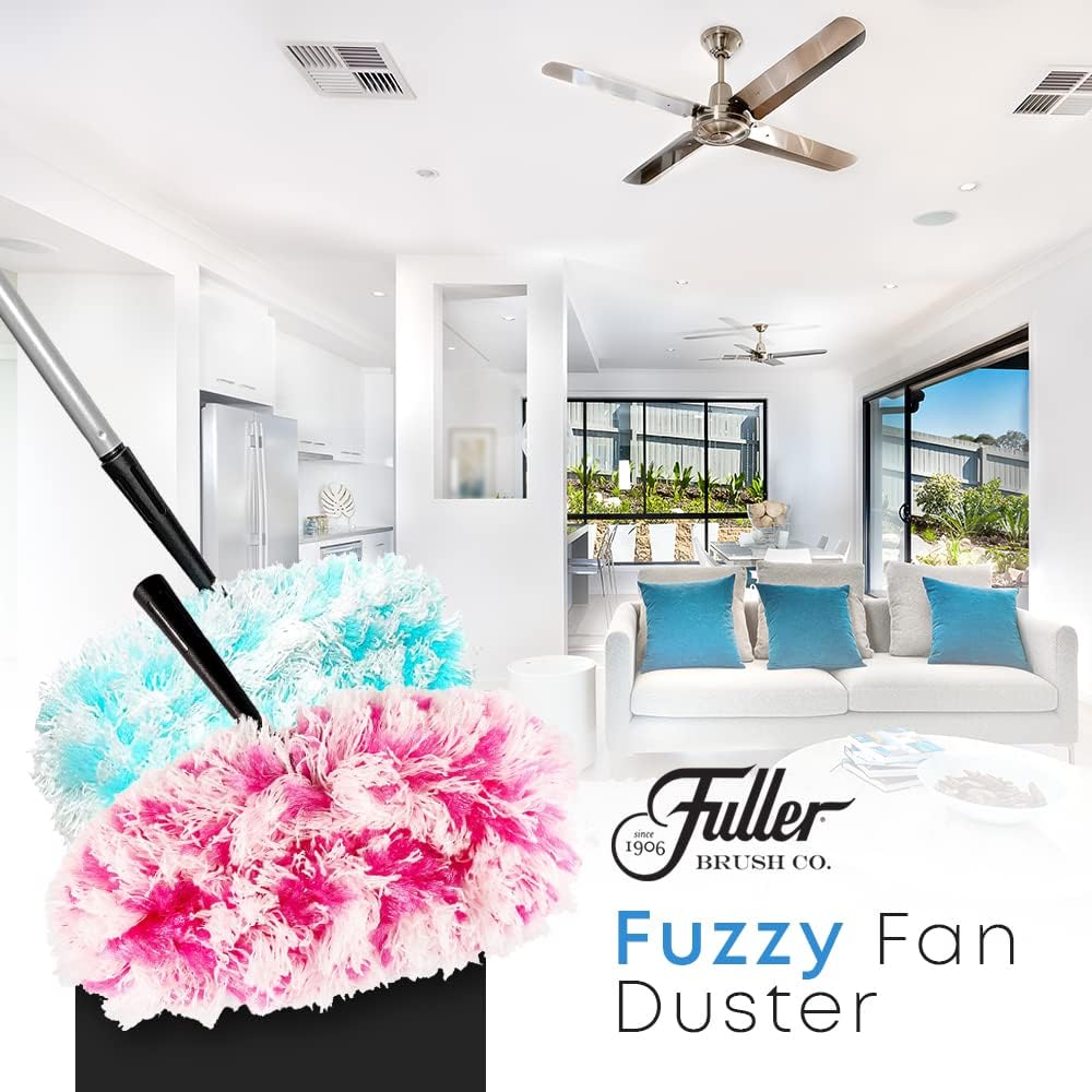 Fuller Brush Fuzzy Fan Duster – Dust & Clean Ceiling Fans, Walls, Woodwork – Polystatic & Microfiber Grabs & Holds Dust, Lint, Cobwebs & Dirt - Fan Duster Head Only (Pink)
