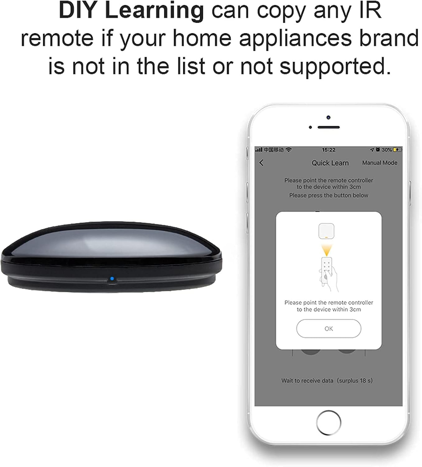 Smart IR Remote Control,All in One IR Blaster Control, Universal Infrared Remote Control for TV DVD Air Conditioner STB etc,Compatible with Alexa, Google Assistant No hub