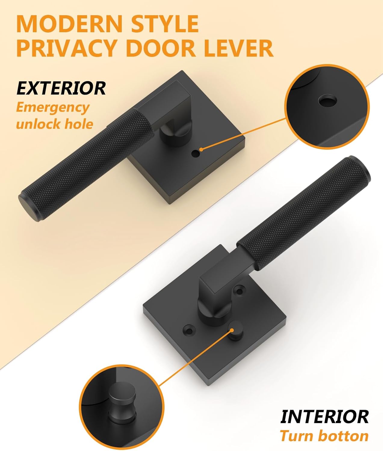 Asidrama 6 Pack Black Privacy Door Handles, Door Lever with Door Knobs Indoor for Bedroom or Bathroom, Heavy Duty Door Handles Interior with Locks for Left Right Sided Doors