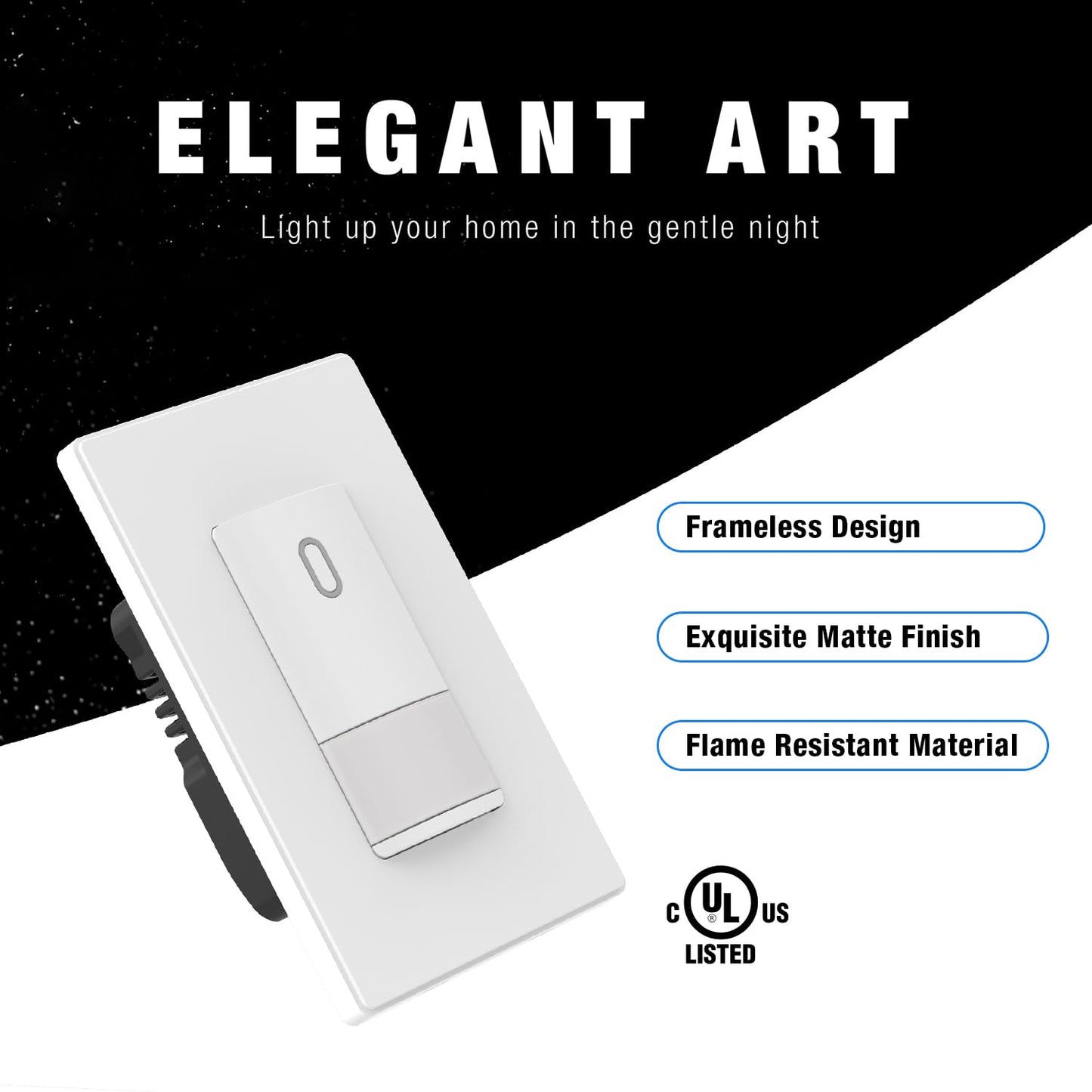 ELEGRP Matte White Single Pole Occupancy Motion Sensor Light Switch, Need Neutral Wire, 120° Sensor Coverage PIR Infrared Motion Activated, for CFL/LED/MLV/INC/HAL/Fan, UL, 6 Pack