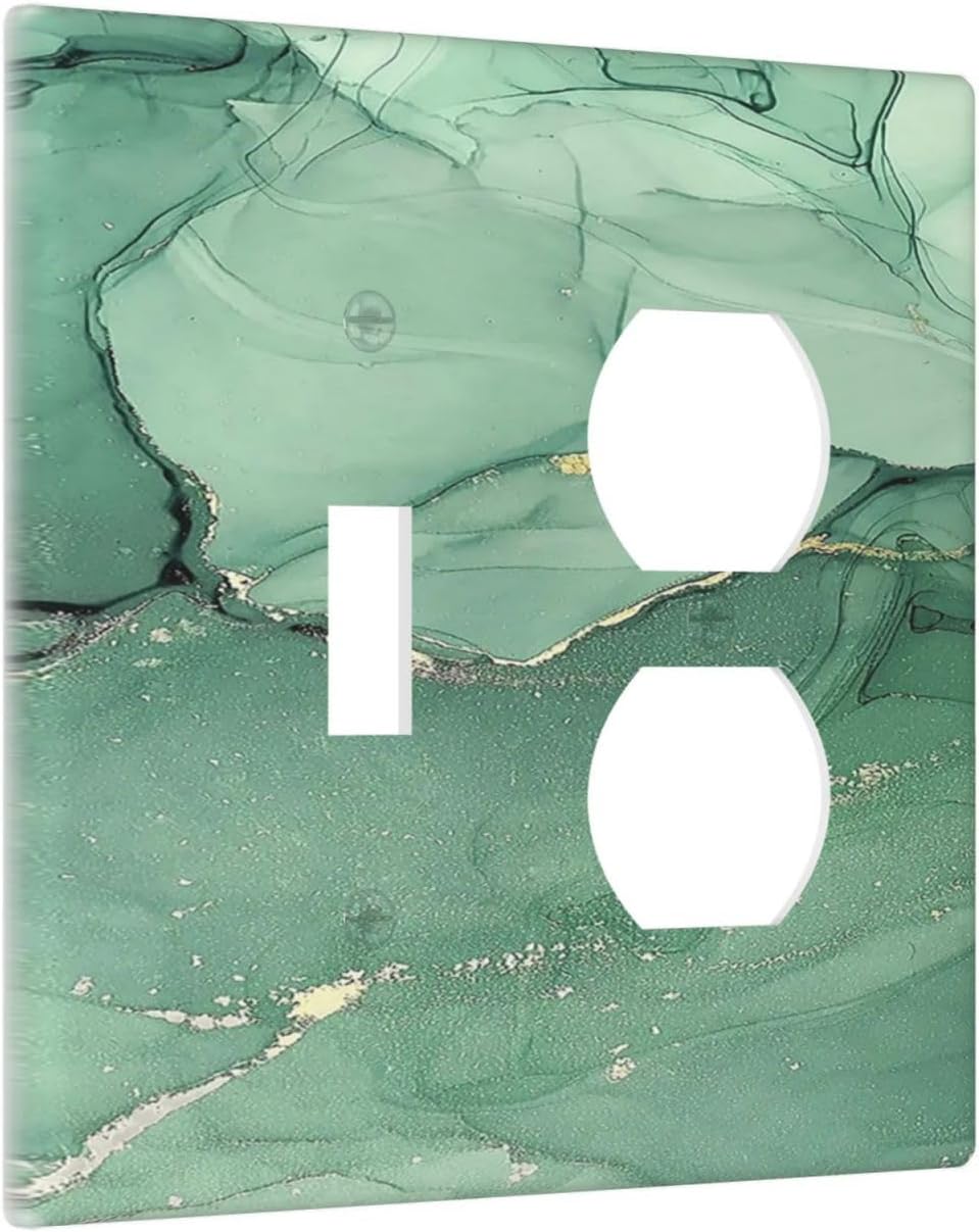Wallplates Simple Green Marble 1 Toggle 1 Duplex Switch Plate Electrical GFCI Faceplate Decorative Light Switch Covers for living Room Office Decor