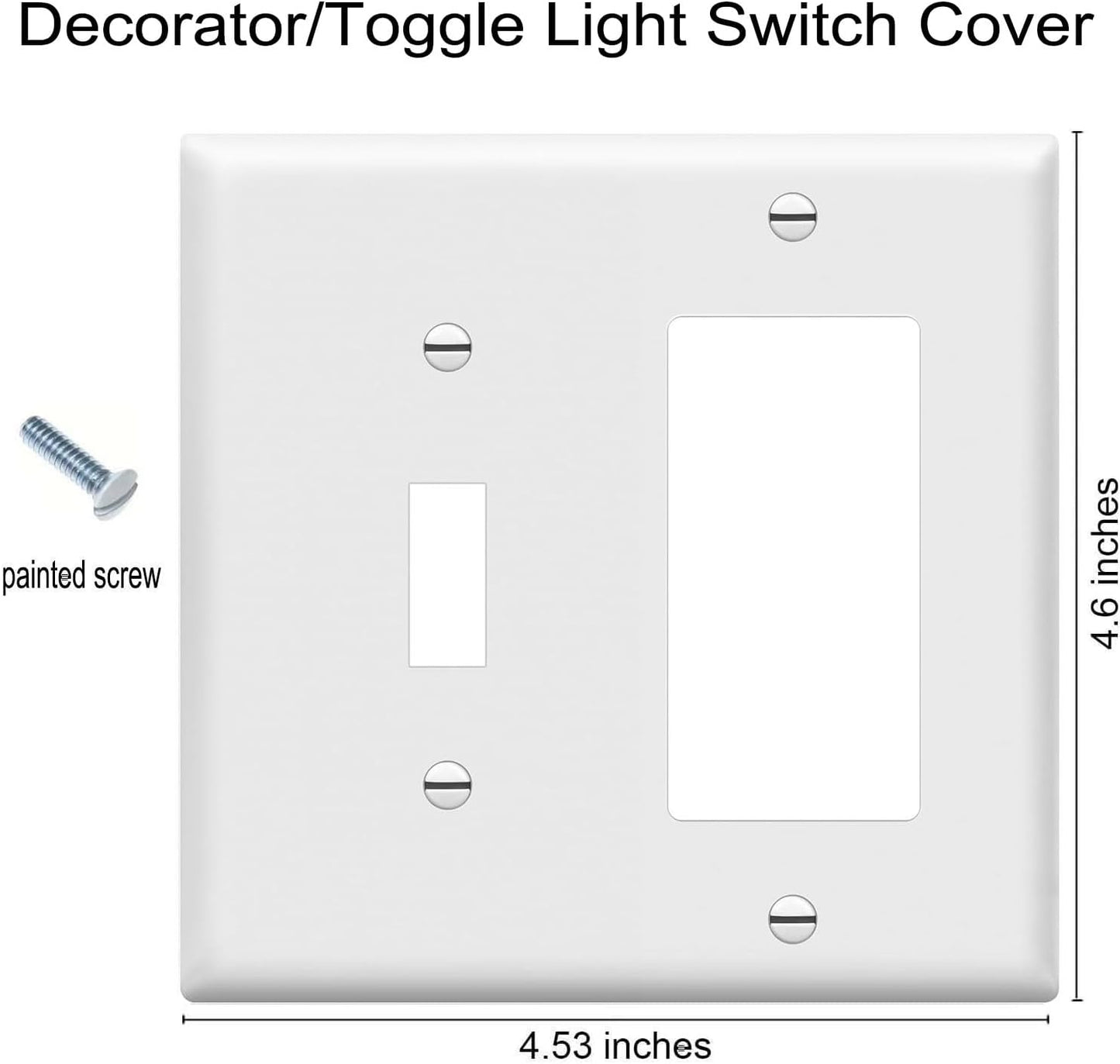 Decorator/Toggle Switch Wall Plates 2-Gang Switch Outlet Electrical Cover Plate Unbreakable Thermoplastic Faceplate for Light Receptacle Outlet Switch, White (10 Pack)