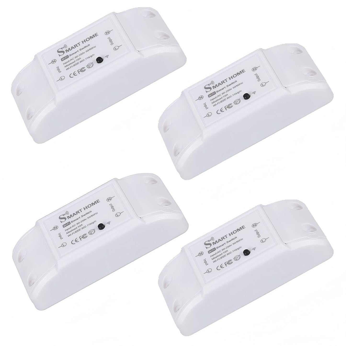 Eversecu WiFi Smart Light Switch 10A Mini DIY Breaker Module, Control by Smart Life/Tuya App, Compatible with Google Home/Alexa Echo(4 Pack)