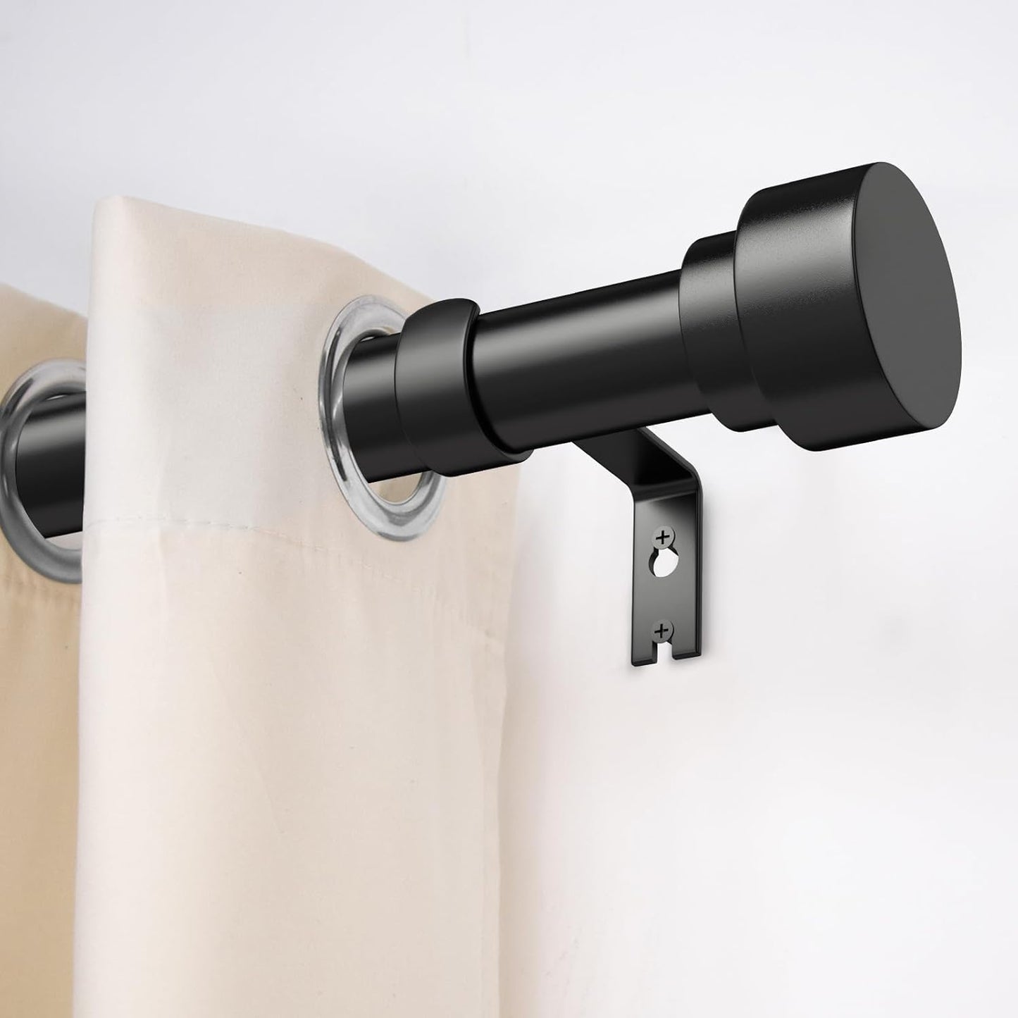 2 Pack Curtain Rods for Windows 66 to 120, 1 Inch Black Adjustable Heavy Duty Extra Long Curtain Rod with End Caps, Modern Indoor Outdoor Window Drapery Rods for Patio Bedroom, Size 32"-120"