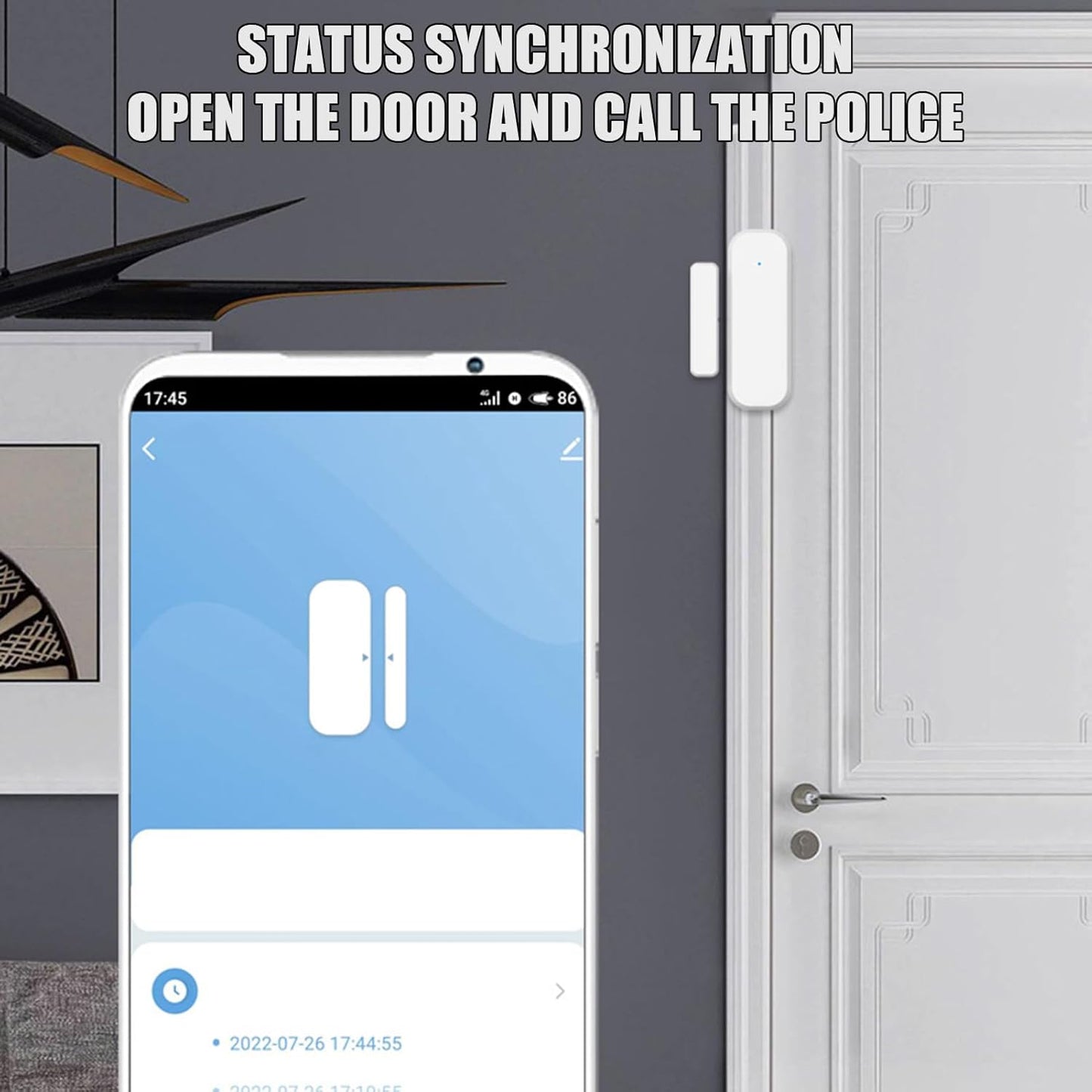 Door Sensor,WiFi Magnetic Alarm,Wireless Real-Time Window Contact Sensor - for Home Security Business Indoor Room Garage Entry Entrance