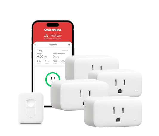 【2025 New】 SwitchBot Smart Plug Mini 15A(4 Pack) with Remote, Energy Monitor, Smart Home WiFi(2.4GHz), Compatible with Alexa & Google Home, APP Remote Control & Timer Function, No Hub Required