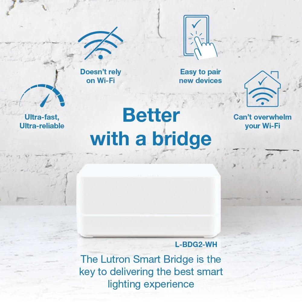 Lutron Caseta Original Smart Light Switch Kit w/ Wall Plate and Smart Hub, Compatible w/ Alexa, Apple Home, Google Home, Single-Pole/3 Way, 5 Amp, P-BDG-PKG1WS