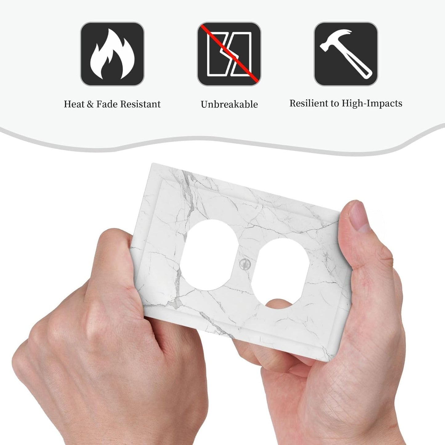 Outlet Covers White Grey Abstract Modern Marble 1 Gang Duplex Light Switch Cover Decorative Switch Plates Electrical Receptacle Faceplate Wall Plate for Bathroom Kitchen Decor