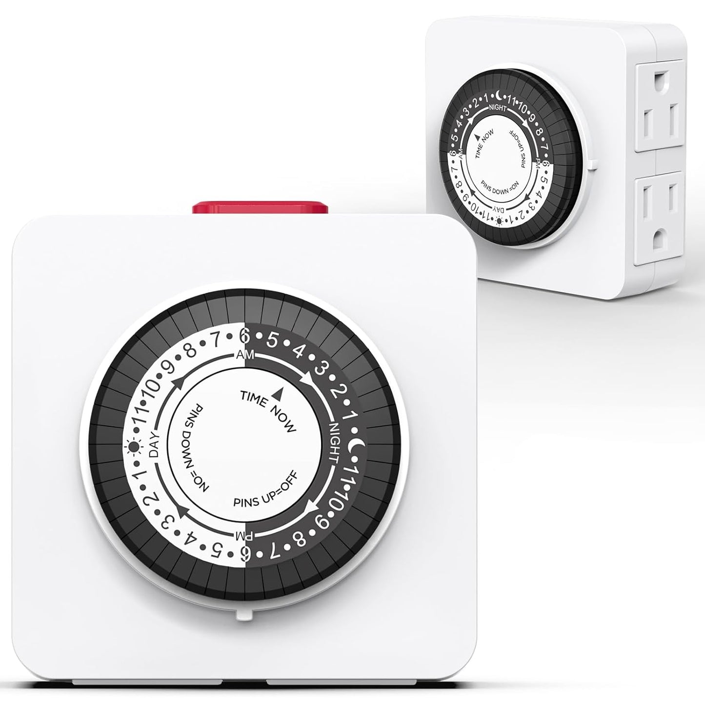 G-ELEK Timers for Electrical Outlets Indoor, 24-Hour Dual Outlet Timer, Christmas Tree Timer Indoor, 3 Prong Light Timers Indoor, Daily Cycle Lamp Timer, 125V 15A, ETL Listed, 2 Pack
