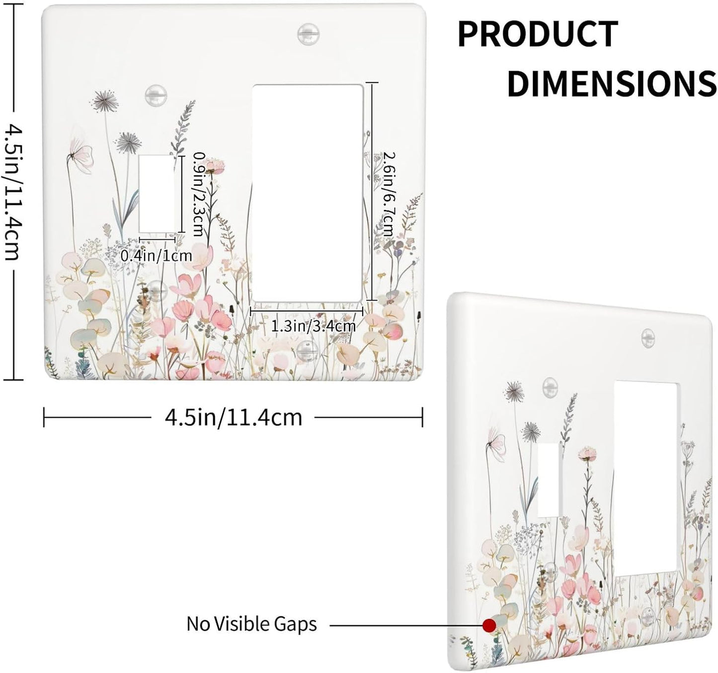Floral Watercolor Wildflower Dandelion Plant Outlet Covers 1 Toggle 1 Rocker Combination Decorative Wall Plate Electrical Switch Plates Light Switch Cover Plate for Farmhouse Bed Room Decor