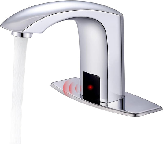 Gangang Commercial Touchless Bathroom Sink Faucet Cold and Hot Water Automatic Motion Sensor Basin Tap Mixer with Mixing Valve and Cover Plate (FBA 2)