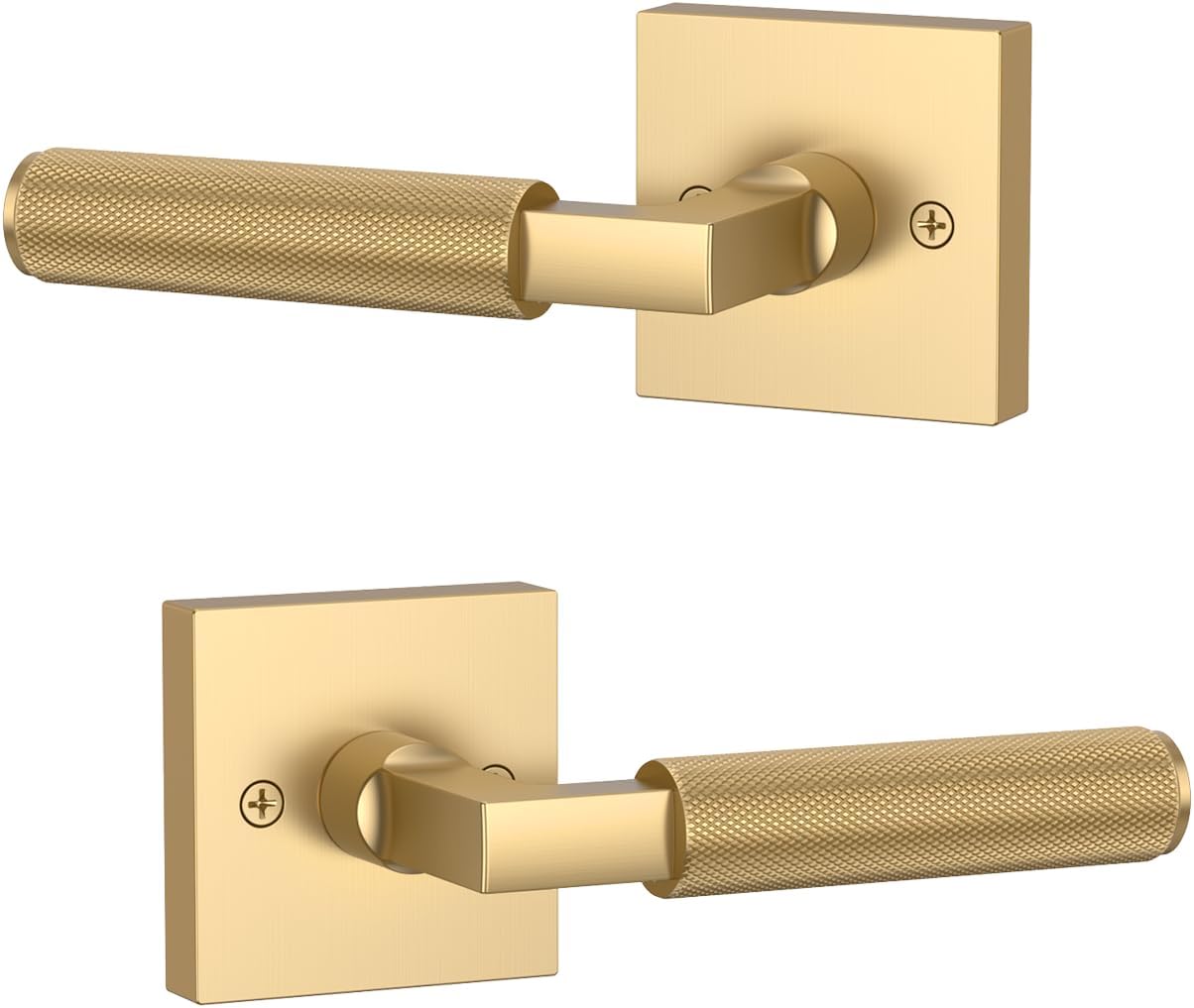 Asidrama 2 Pack Champagne Bronze Dummy Door Handles, Non-Turning Decorative Door Lever with Door Knobs for Closet, French Double Doors, Pantry & Interior Push/Pull Use 09