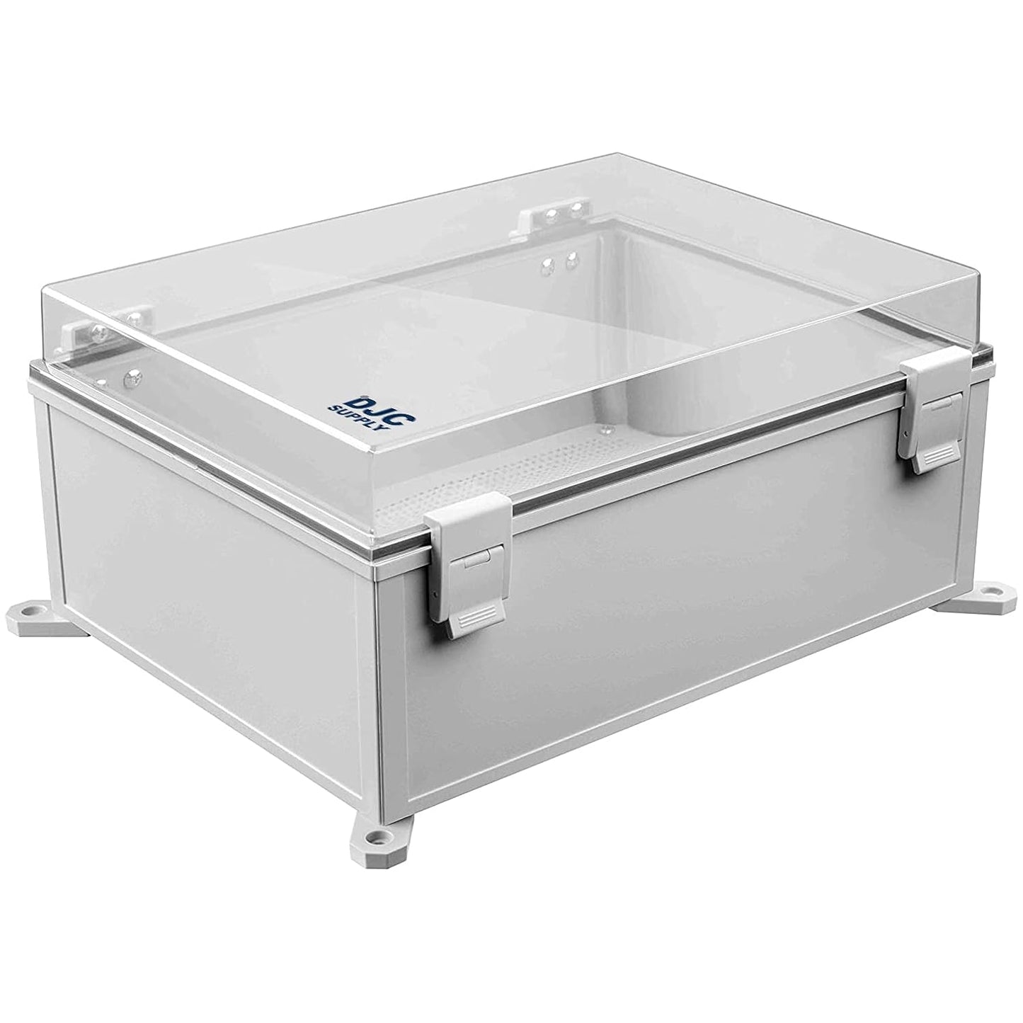Co. ABS Waterproof IP67 Hinged Electronics Box with Mounting Plate, Bracket (11.81" x 15.7" x 6.7", Clear Cover - 4 Pack)