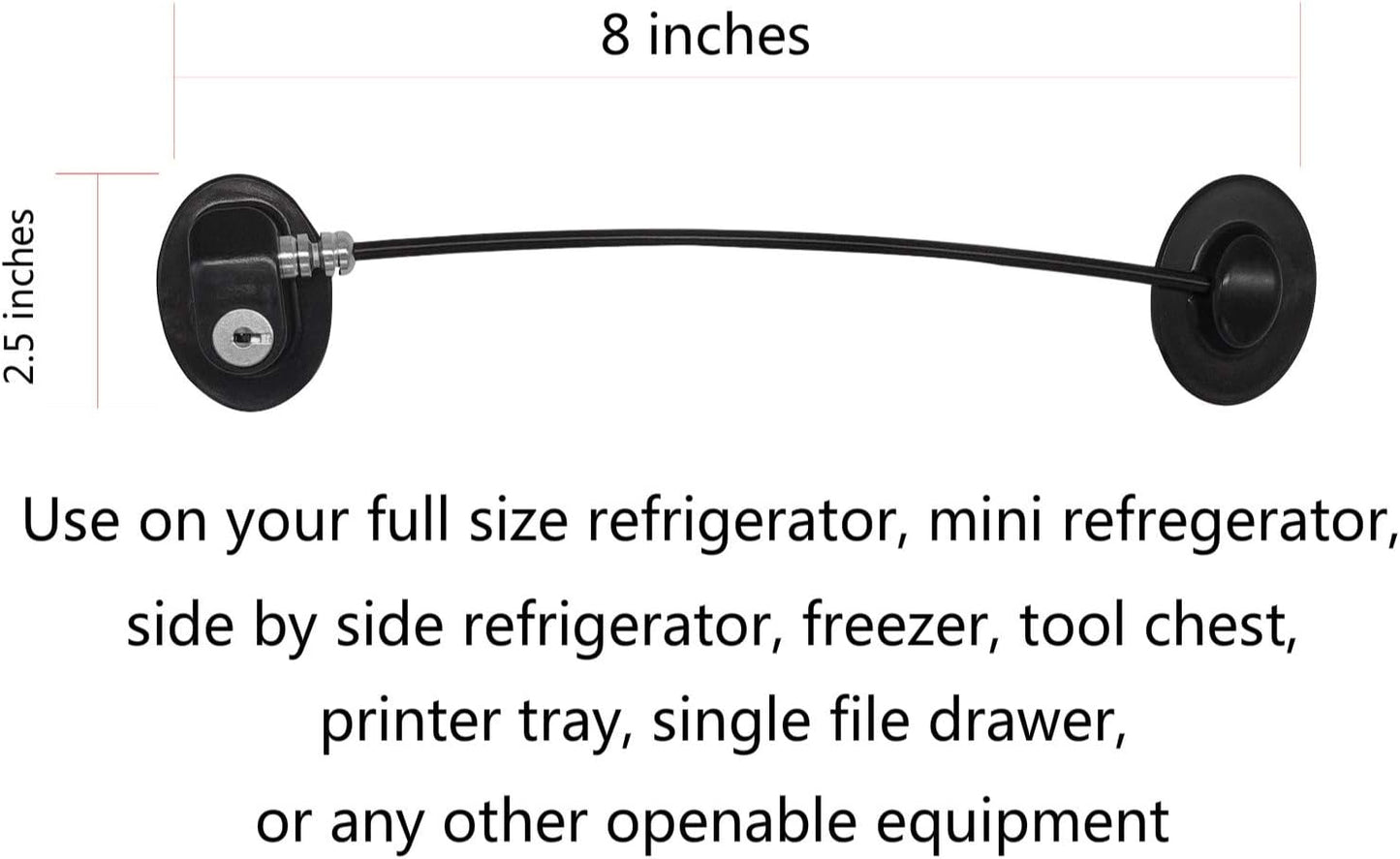 REZIPO - Refrigerator Door Lock with 2 Keys, File Drawer Lock, Freezer Door Lock and Child Safety Cabinet Lock by REZIPO Black
