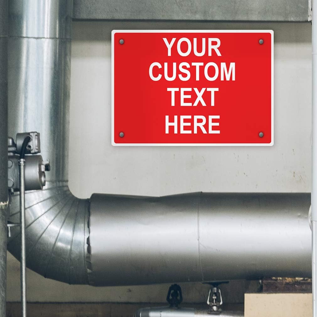 Aluminum Weatherproof Metal Sign Multiple Sizes Custom Personalized Text Here Red White Danger Horizontal Street Signs 14x10Inches