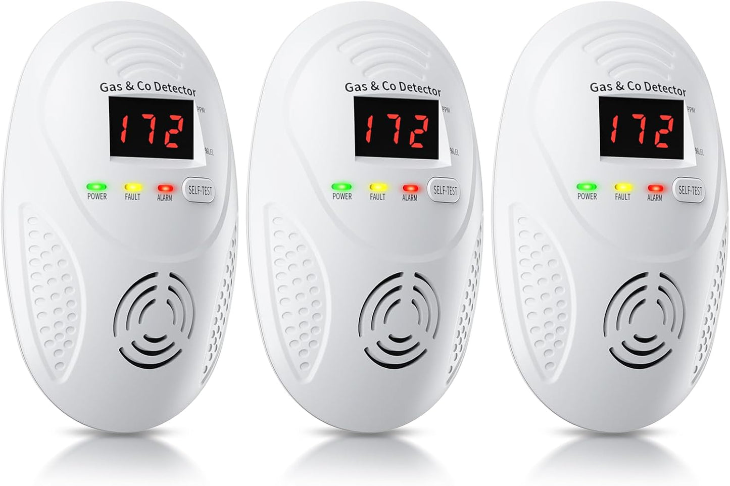 Carbon Monoxide Detectors and Natural Gas Detector, Carbon Monoxide Detectors Plug in, Gas Leak Detector with Dual Sensors - Natural, Propane, Co Leak Detection for Home, RV Essentials, White, 3Pcs