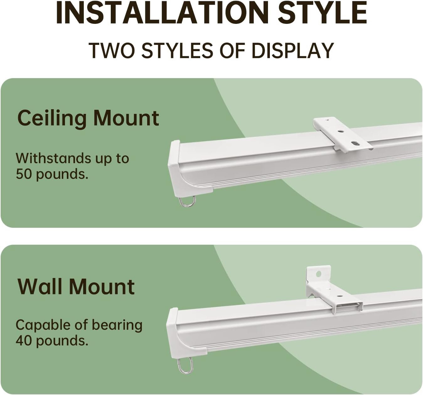 Curtain Tracks Ceiling Wall Mounted Heavy-Duty Curtains Rails Room Divider Curtain Track for Living Room Bedroom Room Shower Divider White 3 ft To 18 ft