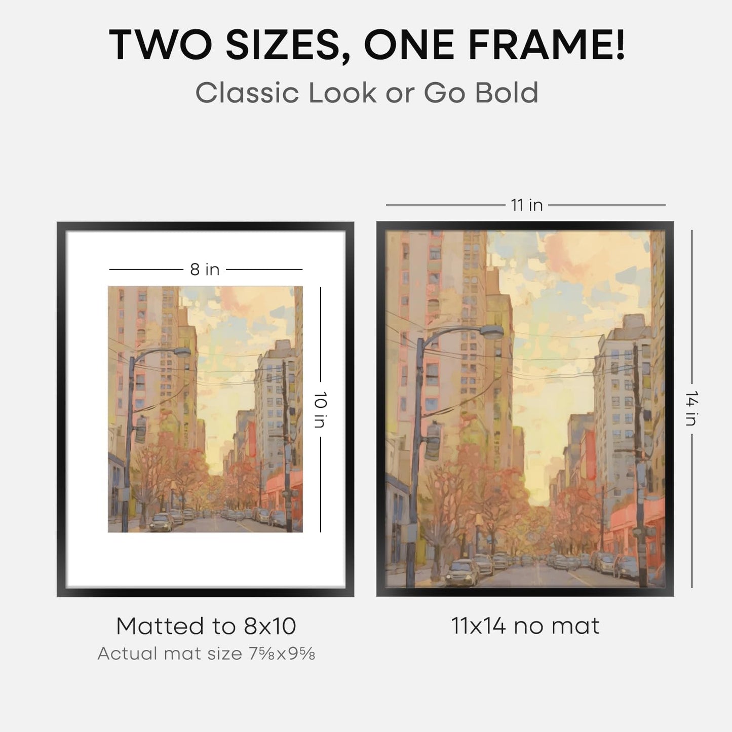 Homeforia Black 11x14 Picture Frame, High End Metal 11x14 Poster Frames with Mat 8x10, 11 x 14 Black Frame Matted to 8 x 10 inch Photo, 11 by 14 Thin Hanging Frames, Tempered Glass, Wall Kit, Set of 3