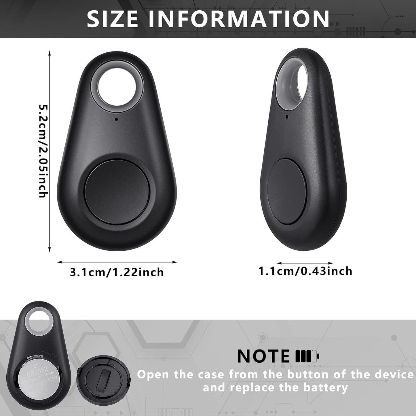 Flutesan 8 Packs Portable GPS Tracking Mobile Tracking Anti Loss Smart Device Key Finder Locator GPS Tracker Device for Pets Dog Cat Wallet Keychain Luggage, Alarm Reminder(Black)