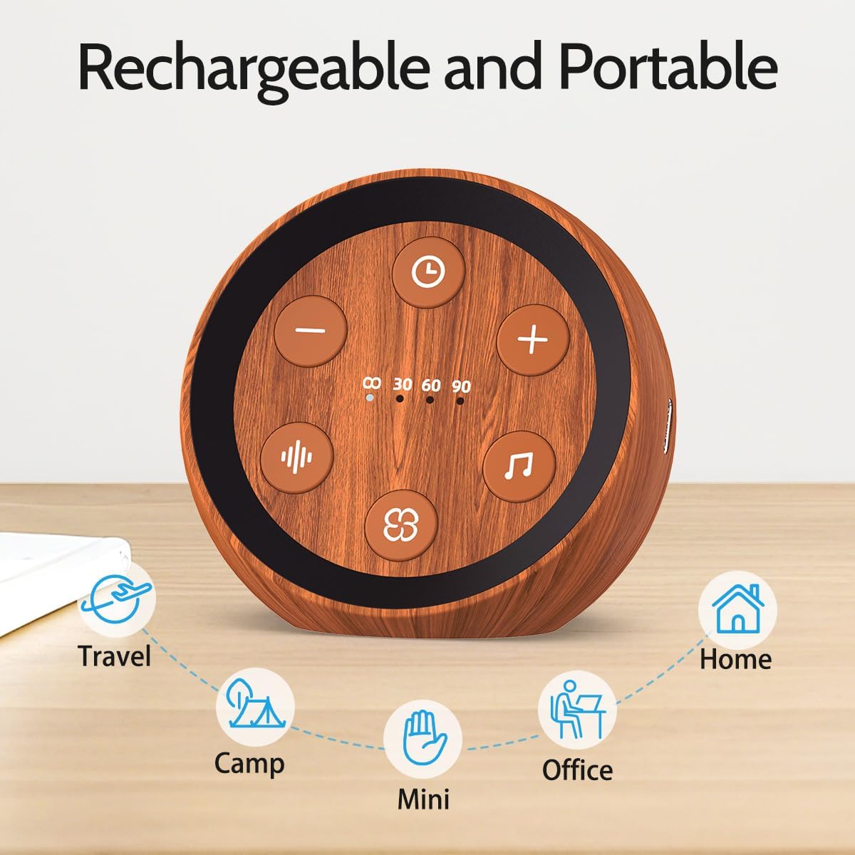 Battery Powered Sound Machine White Noise Sleep Machine with 32 Calming Sounds 36 Volume Levels Brown Noise Machine for Baby Kid Adult with 4 Timer for Travel Office Privacy