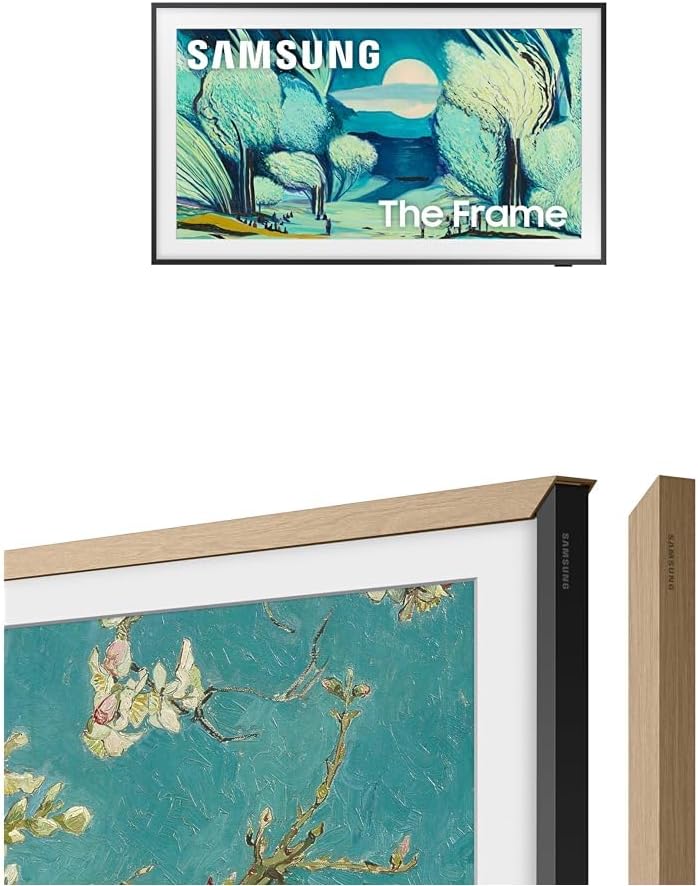 Samsung 55-Inch The Frame LS03F 4K QLED Smart TV (2025) with Modern Teak Frame Customizable Bezel Bundle