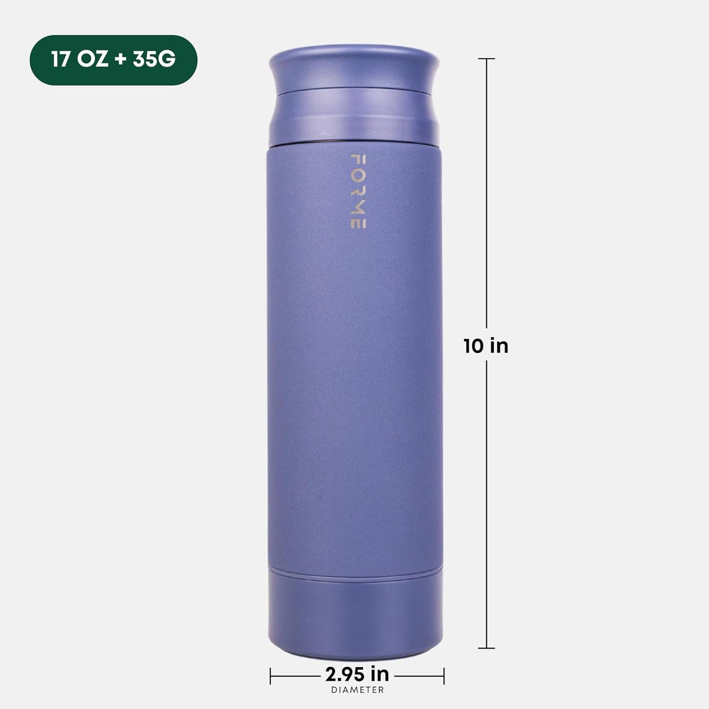 FORME - Blender Shaker Bottle, Leakproof Double Insulated Stainless Steel, Noiseless Shaker Bottle for Hot & Cold Drinks with Supplement Storage, Ideal for Protein & Shakes (Slate Blue, 16.9 ounces)