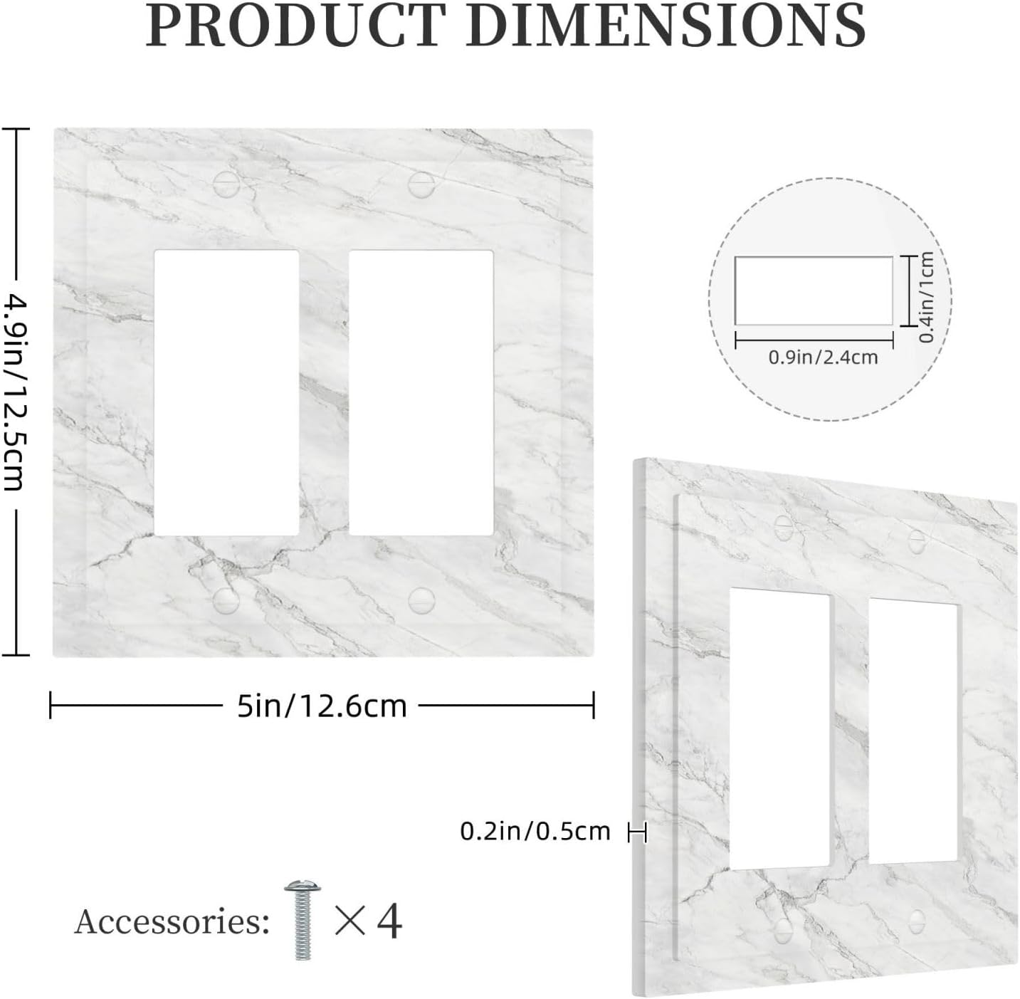 Decorative Outlet Covers Marble Granite White And Grey 2 Gang Double GFCI Rocker Electrical Wall Panels Light Switch Cover Plate for Home Bedroom Decor