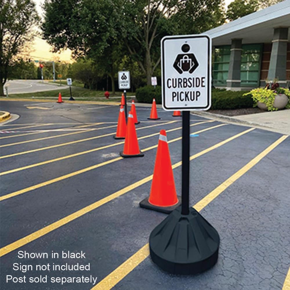 Plasticade Roll-A-Post Portable Sign Post Base for 24" x 24" or Smaller Signs, Designed for School, Airport, Parking Lot, Durable Plastic, Wind Resistance, 18" x 12", Red, Post Not Included