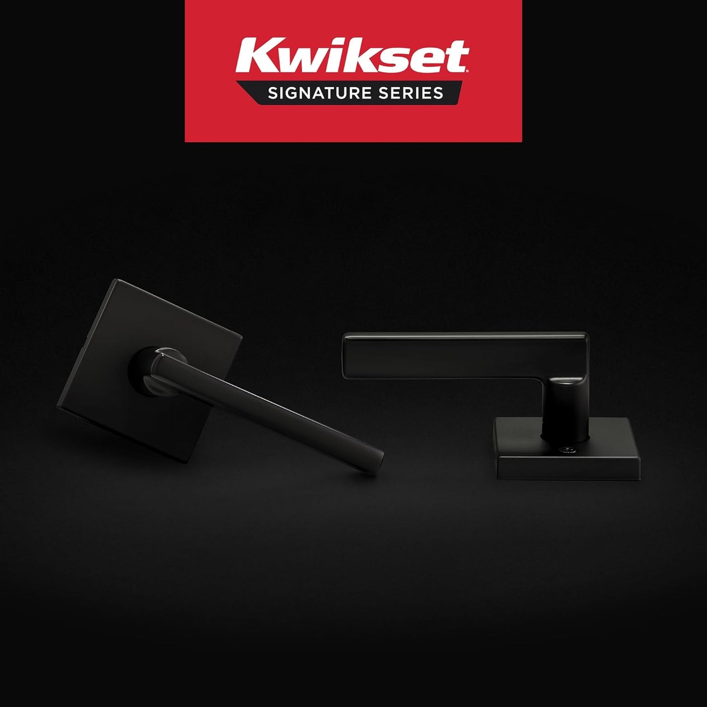 Kwikset Halifax Interior Passage Door Handle, Lever For Closet and Hallway Doors, Reversible Non-Locking Handle Lever, Matte Black, with Microban Protection, Square Rose