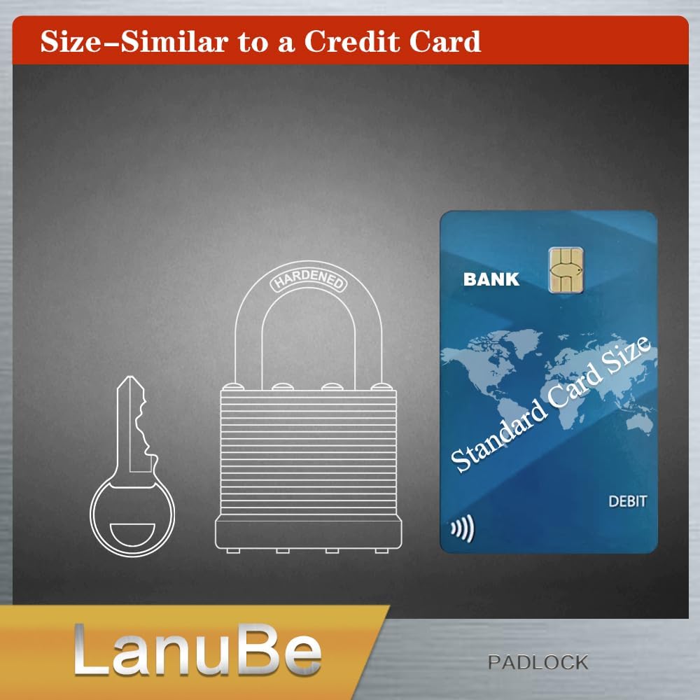 LanuBe Lock Laminated keyed padlock1-9/16 inch, keyed Alike Locks, Normal Shackle,Marked Black Plastic Hoop, Pack of 120
