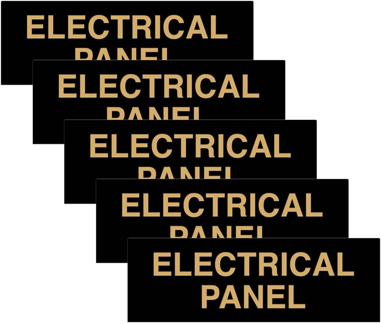 All Quality Basic Electrical Panel Sign - Fire Regulation Safety Compliance Sign - Black/Gold - Medium (5 Pack)