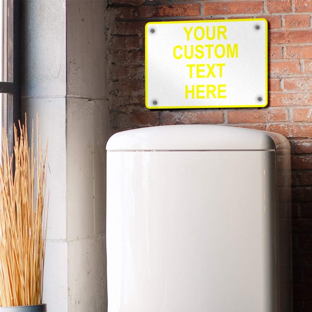 Aluminum Weatherproof Metal Sign Multiple Sizes Custom Personalized Text Here White Yellow Caution Horizontal Street Signs 24x18Inches