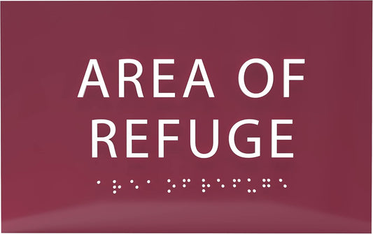 6" X4" Area of Refuge Sign - ADA Compliant Tactile Graphics Grade 2 Braille Text | Wall Mount Plastic Signs for Shopping Malls, Offices, Hotels, Schools, Apartments & Restaurants