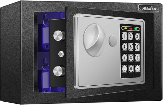 JUGREAT 25 Keys Cabinet with Sensor Light,Electronic Key Safe,Pin Code Keyless Storage Box for Keys,Secure Wall Mount Safe with 25 Key Tags