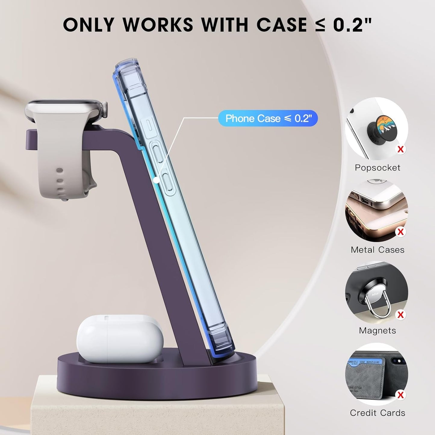 3 in 1 Charging Station for iPhone - Wireless Charger for Apple Products Multiple Devices - Charging Dock Stand for AirPods (for iPhone 17 16e 16 15 14 13 pro 12 11 X Max)