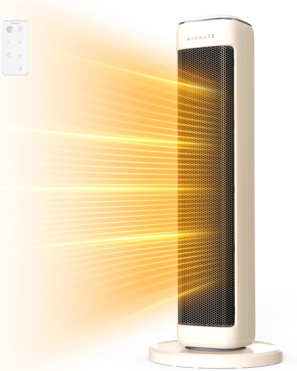25" Space Heaters For Indoor Use Large Room, Electric Heaters For Indoor Use with Thermostat, Oscillating Room Heaters with Timer, Remote Control, Overheat Protection Tower Heater for Bedroom (Beige)