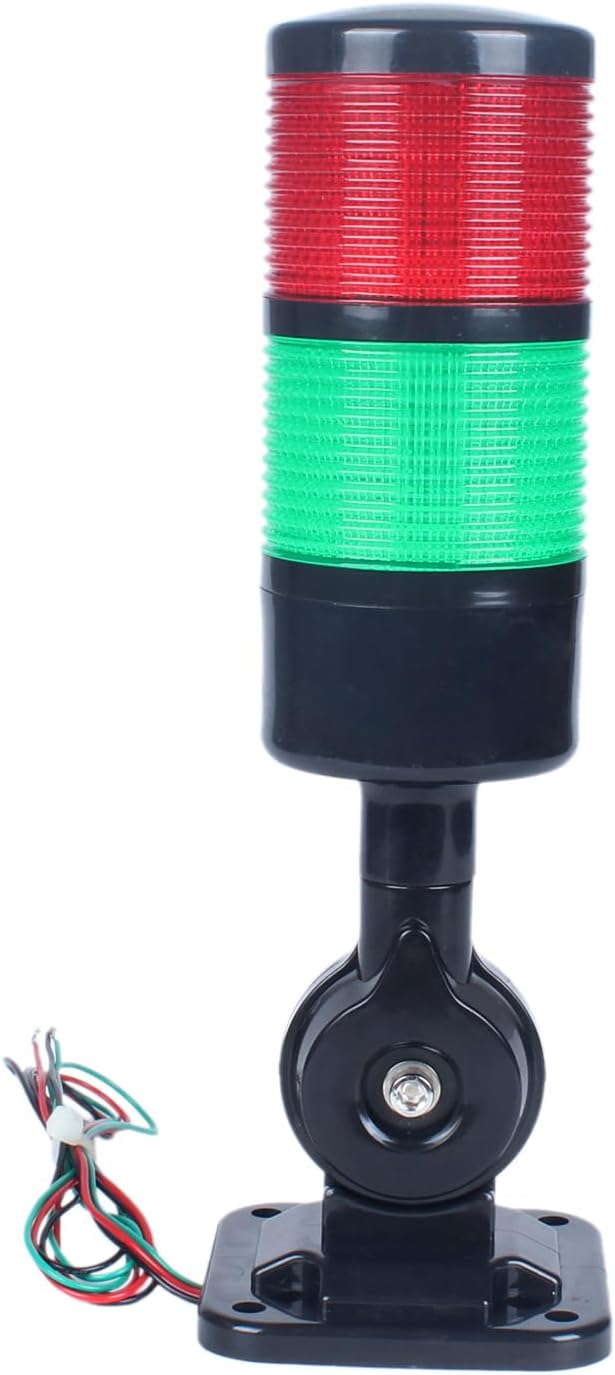 Led Signal Tower Stack Lights, Industrial Signal Warning Lights, Column Tower Lamp with Rotatable Base, Steady/Flashing Switchable,12V 24V DC(2-Layer, with Buzzer) Black