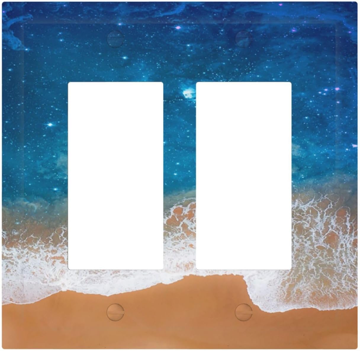 Blue Sea Ocean Beach Waves Outlet Covers Light Switch Cover Plate 2 Gang Double Rocker Wall Plates Decorative Switch Plates Plug Cover Electrical GFCI Receptacle Cover for Home 4.9 X 5 IN
