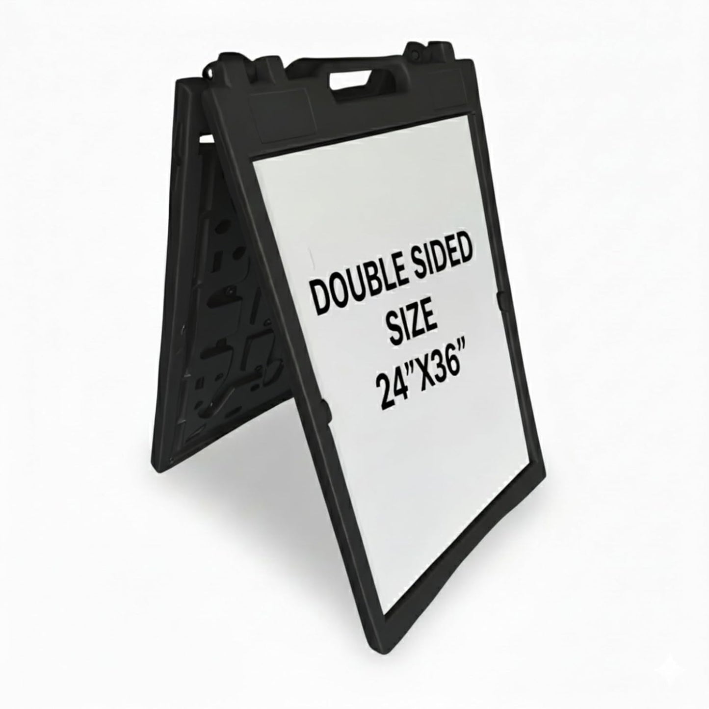 Deluxe A-Frame Sidewalk Sign, White, Double-Sided Display Board with Water-Fillable Base, 24x36 Inch Poster Size, Weather-Resistant PE Plastic (Black)