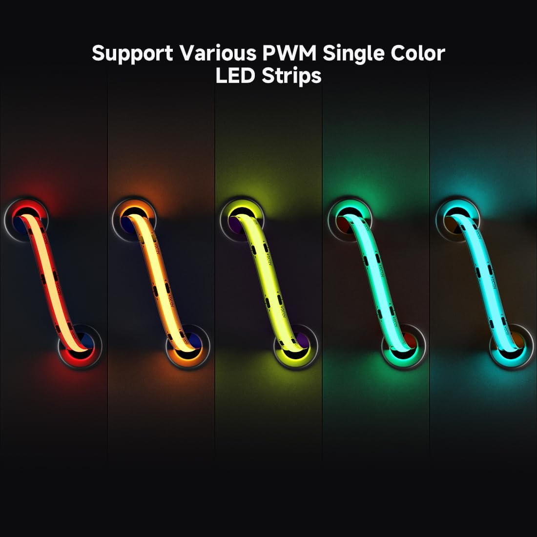 COB Single Color RF 2.4GHz Wireless Remote RC01RFB & C01RF Tuya Controller Kit, 4 Zones Group Control PWM Single Color (+V -V) 2pin LED Strip Light Controller DC5V DC12V DC24V Max 12A