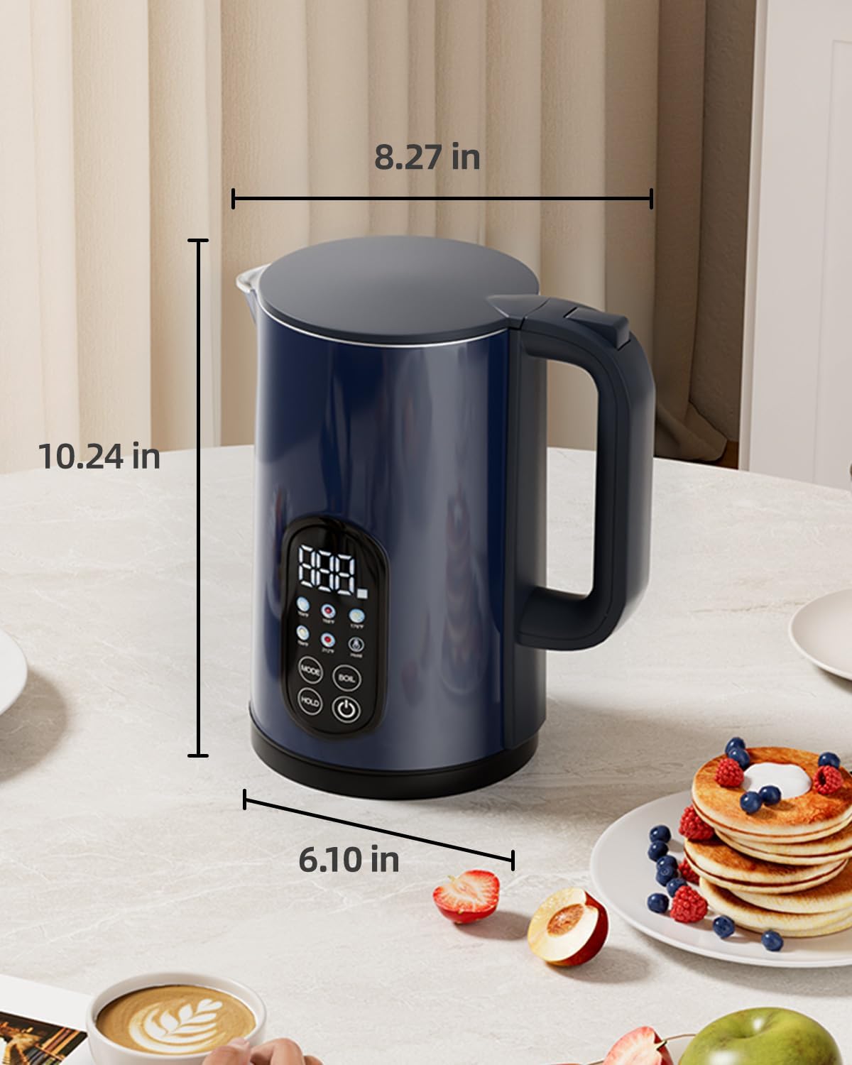 Tisania Electric Kettle with Temperature Control, Cordless Kettle 1.7L for Milk, Tea & Coffee, 5 Presets 2H Keep Warm, 304 Stainless Steel BPA-Free,Blue