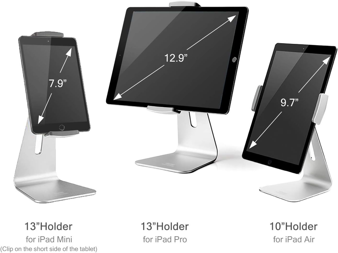 Viozon iPad Pro Stand, Tablet Stands 360° Rotatable Aluminum Alloy Desktop Mount Stand Compatible with 7-13inch iPad Pro iPadAir iPad Mini Surface and Surface Pro (Silver General)