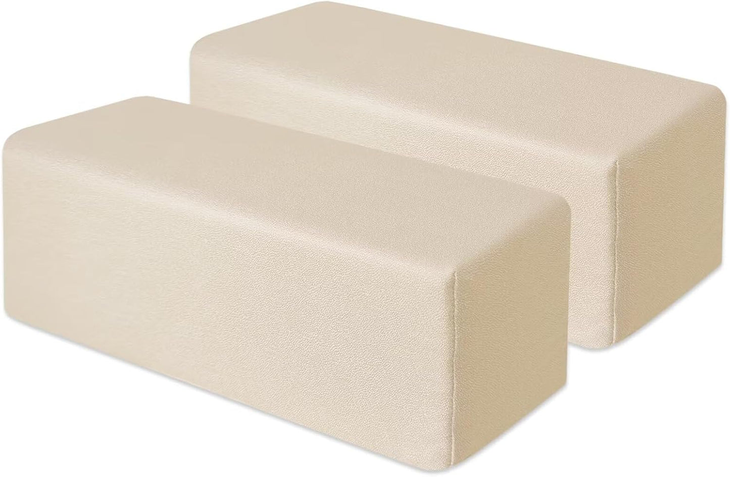 2 Pack Couch Arm Rest Pillow 8''x8''x20'' Faux Leatharie Armrest Cushion, High Density Foam Pillows, Removable & Washable Headboard Elbow Support for Armchair Sofa Bed, Beige