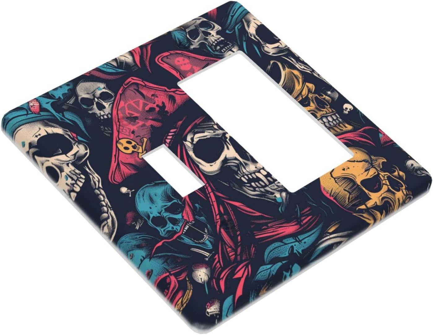Outlet Covers Pirate Colourful Skeleton Red Hat 1 Toggle 1 Rocker Combination Decorative Wall Plate Electrical Switch Plates Light Switch Cover Plate For Farmhouse Cabin Decor