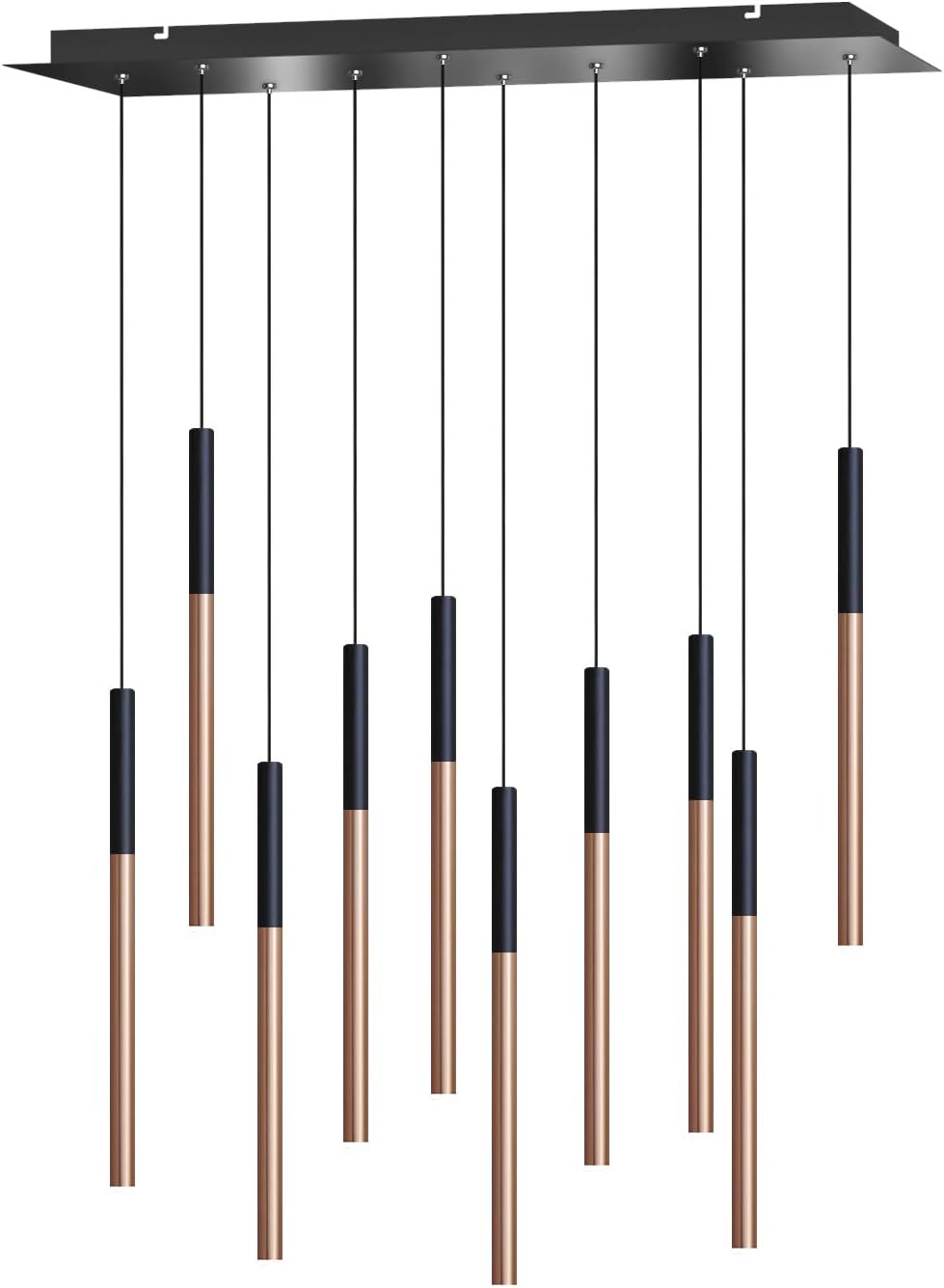 ALTAIR 10 Mini Pendant Lighting Black-Copper - LED Hanging Light Fixture for Kitchen Island, Bar, Foyer - Cluster Pendants - Dimmable, Adjustable Wire, Lamp Bulb Included