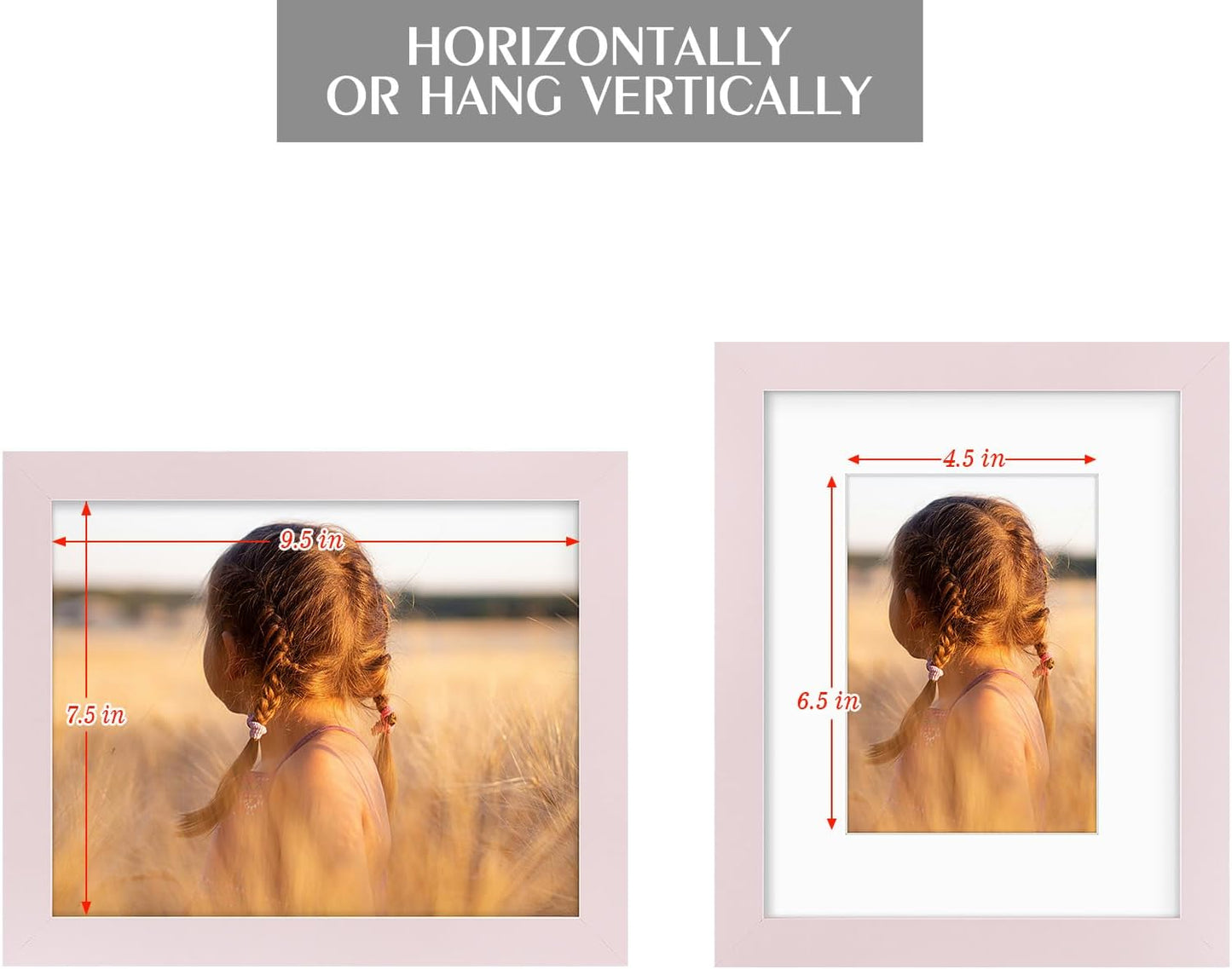 Golden State Art, 8x10 Picture Frame with Mat for 5x7 Photo - High Definition Glass Wall Mounting or Tabletop Display (Pink, 2 Pack)