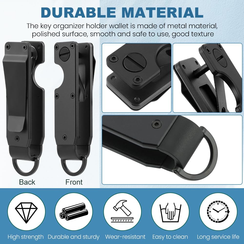 Key Organizer With Key Handle,Compact Met-allic Key Holder,Met-allic Key Organizer,Smart Keychain Secures 1-5 Keys