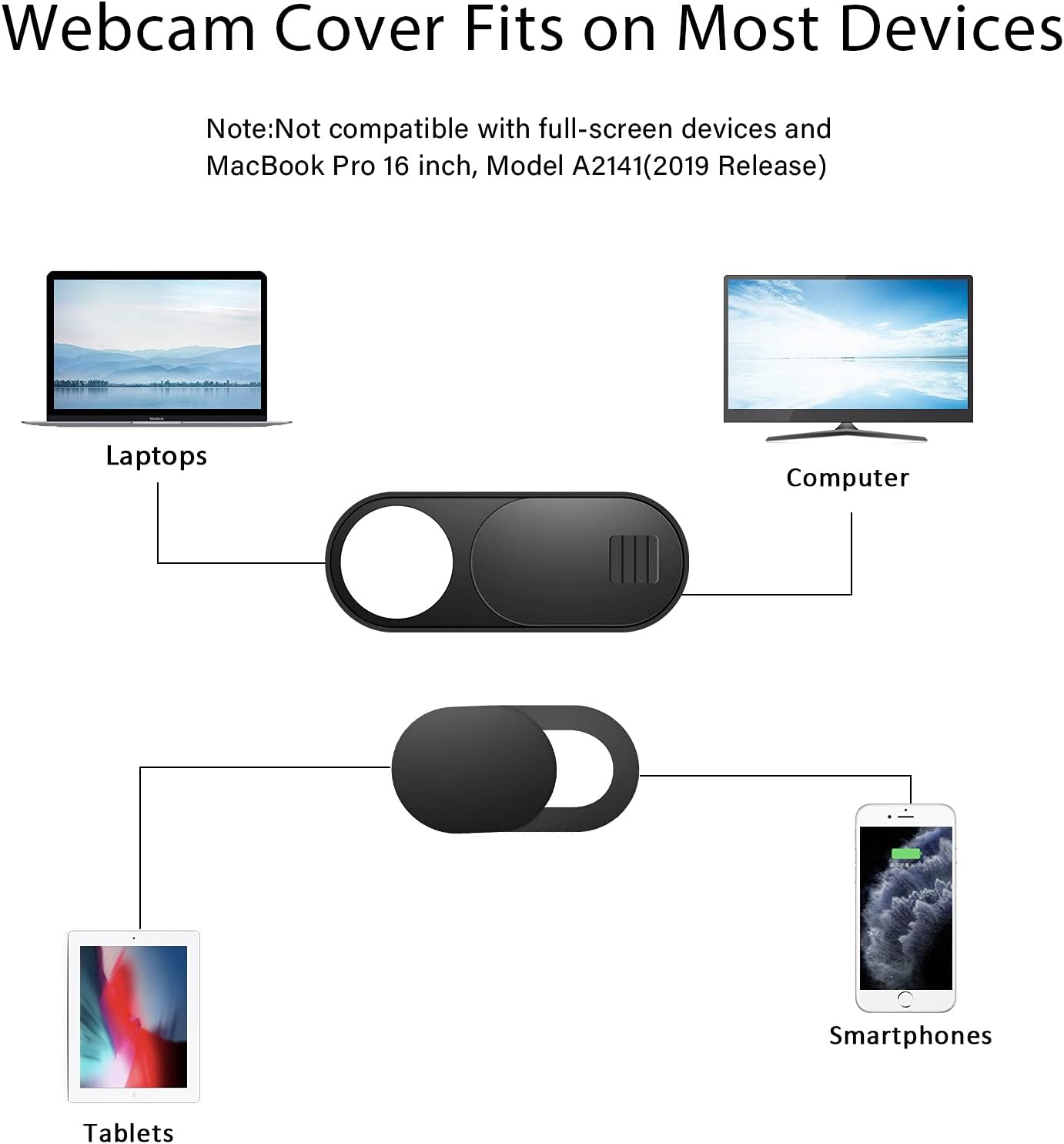 Laptop Camera Cover, 0.027 Inch Ultra Thin Camera Cover, Webcam Privacy Cover Fits on Computer, Laptop, MacBook, PC, Cell Phone, iPhone, iPad, iMac, Tablet, Black Web Cam Cover Sliders (9 Pack)