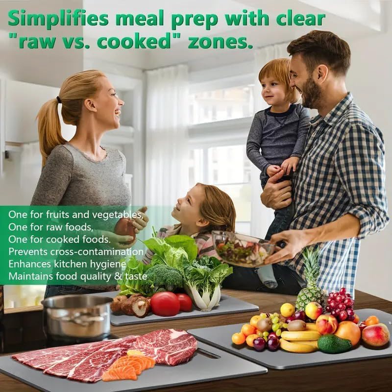 Katuchef Titanium Cutting Board - New Upgrade 100% Pure Titanium Cutting Boards for Kitchen Double Sided Non Toxic Cutting Board,Hygiene Durable Dishwasher Safe Chopping Board (M13.38IN*9.05IN)