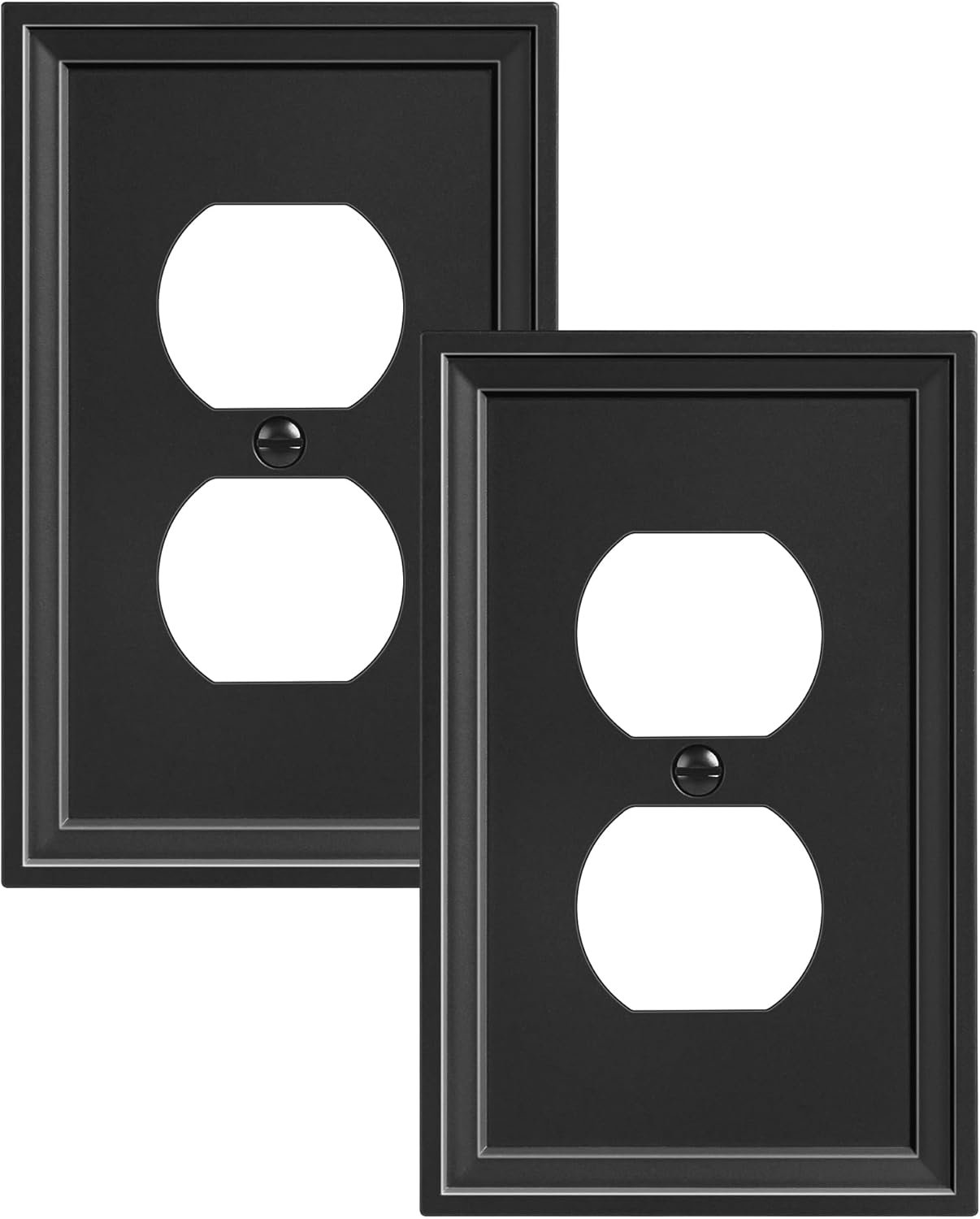 2-Pack Duplex Outlet Cover, Natural Bamboo Fiber Switch Plates and Outlet Covers, Black Decorative Wall Plates for Electrical Outlets, 1 Gang Receptacle Cover, Corrosion Resistant